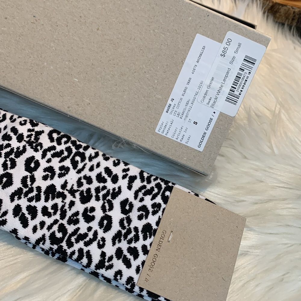 Golden Goose Leopard print Socks black/white S - Picture 9 of 12